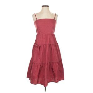 Gap Women's Size 8 Petite Cami Tiered Dress Red Clay Sleeveless Square Neck
